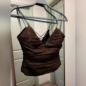 Zara Ruched V Neck Top